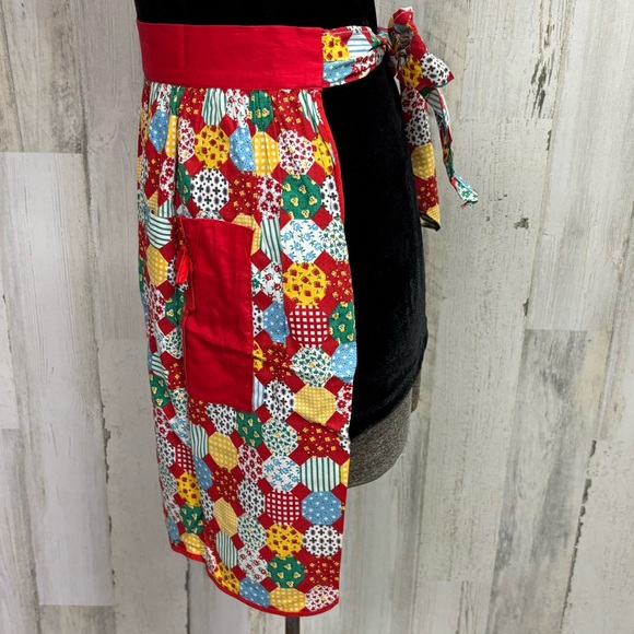 Vintage Handmade Colorful Patchwork‎ Half Apron - Picture 3 of 5